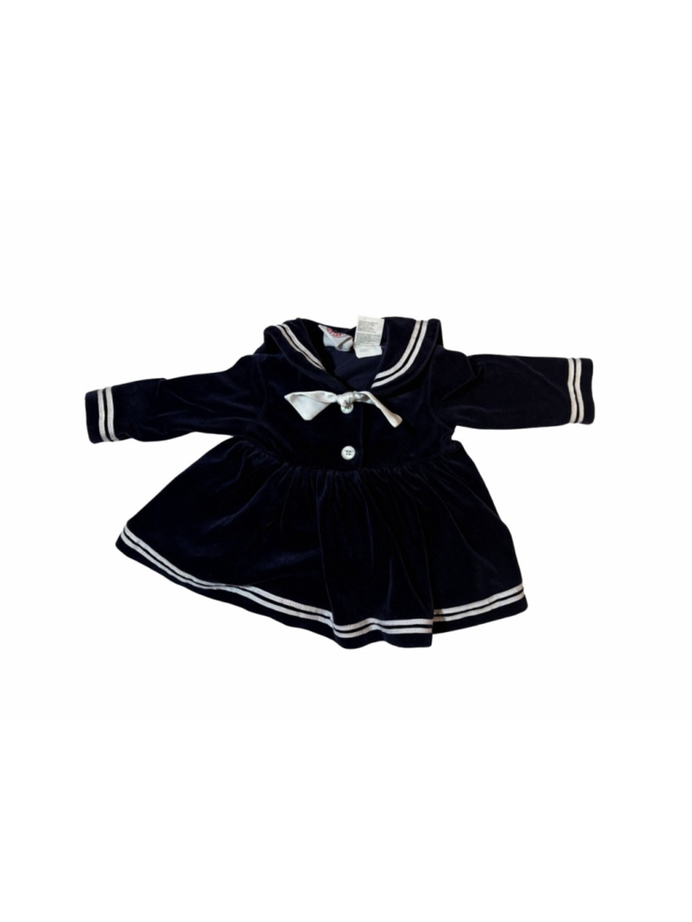 Good Lad Baby Velvet Sailor Dress Navy White Bow Holiday Outfit 6 9 Months